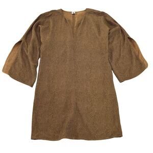 By Malene Birger Cerese Dress Size 4 EU 34 Brown Snake Jacquard Slit Sleeve